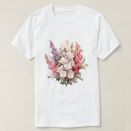 ピンクの花束コンセプト アーティスティックデザイン Tシャツ (デザイン正面)