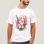 ピンクの花束コンセプト アーティスティックデザイン Tシャツ (正面)