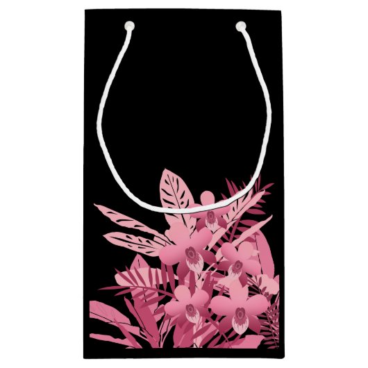 ピンクの花束熱帯性 スモールペーパーバッグ (裏面)