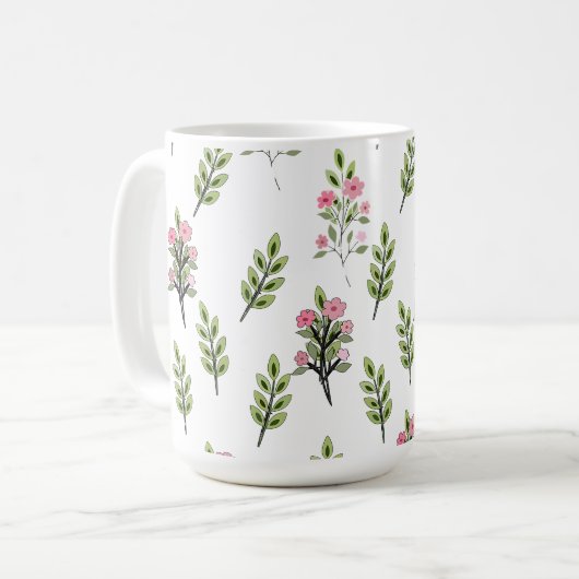 ピンクの花束 コーヒーマグカップ (正面左)