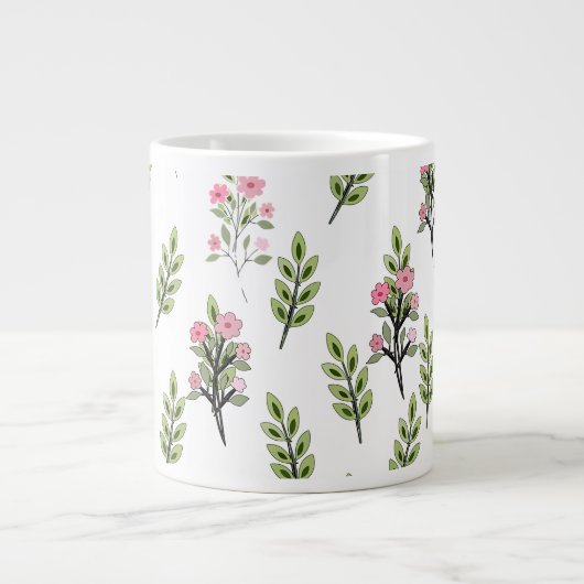 ピンクの花束 ジャンボコーヒーマグカップ (正面)