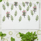 ピンクの花束 ホワイト キッチンタオル (折り畳み)