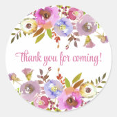 ピンクの花束 来てくれてありがとう ラウンドシール (正面)