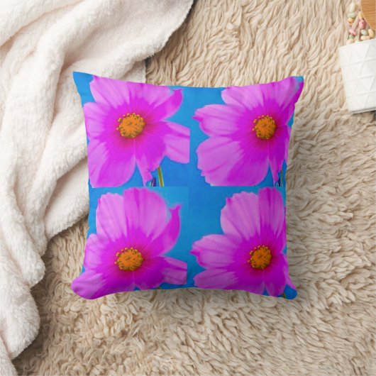 ピンクの花枕 クッション (ブランケット)