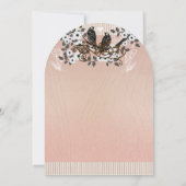 ピンクの花枝 ヴィンテージ ラブバード ウェディング 招待状 (裏面)