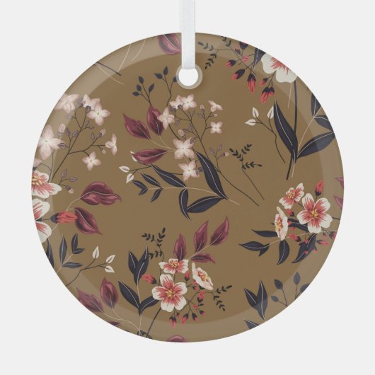 ピンクの花枝、抽象芸術組成。 ガラスオーナメント (正面)