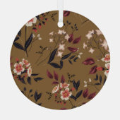 ピンクの花枝、抽象芸術組成。 ガラスオーナメント (裏面)