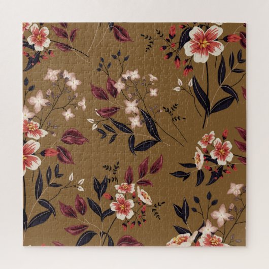 ピンクの花枝、抽象芸術組成。 ジグソーパズル (縦)