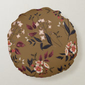 ピンクの花枝、抽象芸術組成。 ラウンドクッション (裏面)