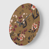 ピンクの花枝、抽象芸術組成。 ラージ壁時計 (傾斜)