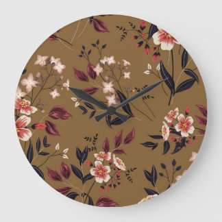 ピンクの花枝、抽象芸術組成。 ラージ壁時計