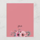 ピンクの花柄がおしゃれな、予算に優しいウェディングスタイルの招待状です。 チラシ (裏面)