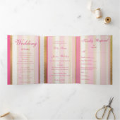 ピンクの花柄が優雅なレジデンシー時代のウェディング 三つ折り招待状 (内部)