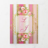ピンクの花柄が優雅なレジデンシー時代のウェディング 三つ折り招待状 (カバー)