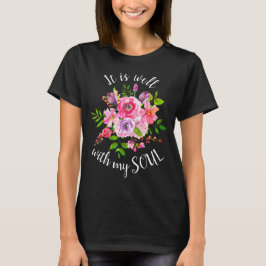 ピンクの花柄が魂に安らぎをくれる Tシャツ
