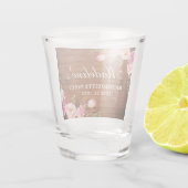 ピンクの花柄のウッド独身最後の夜 ショットグラス (裏面)