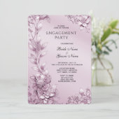 ピンクの花柄のエンゲージメント招待状 招待状 (スタンド正面)