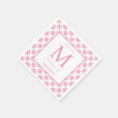 ピンクの花柄のカスタマイズ可能なベビーシャワー スタンダードカクテルナプキン (角)
