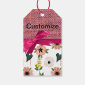 ピンクの花柄のカスタムギフトタグ ギフトタグ (裏面)