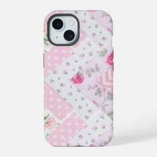 ピンクの花柄のクッション付き携帯ケース iPhone 15ケース