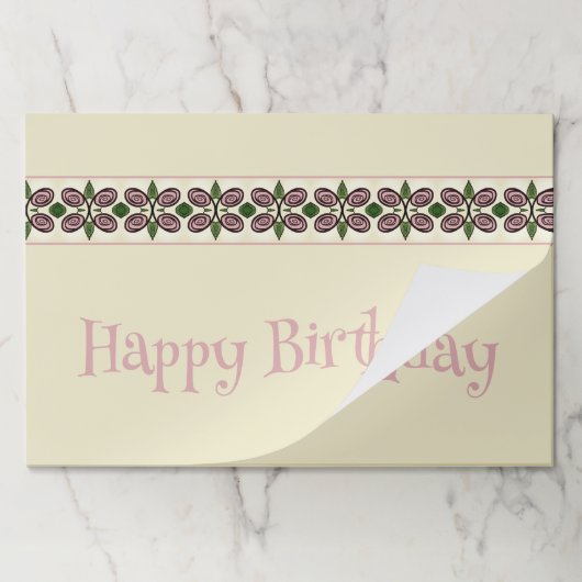 ピンクの花柄のクリーム色のベージュ ペーパーパッド (折り畳み)