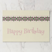 ピンクの花柄のクリーム色のベージュ ペーパーパッド (正面)