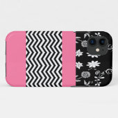 ピンクの花柄のシェブロン Case-Mate iPhoneケース (裏面(横))