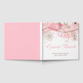 ピンクの花柄のツイスト ブライダルシャワー ゲストブック (全面)