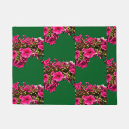 ピンクの花柄のドアマット ドアマット