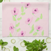 ピンクの花柄のファンシーハンドタオル キッチンタオル (折り畳み)