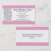 ピンクの花柄のボーダー写真の名刺 名刺 (正面/裏面)