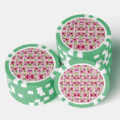 ピンクの花柄のポーカーチップ ポーカーチップ (積み重ね)
