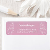 ピンクの花柄のリターンアドレス ラベル (インサイチュ)