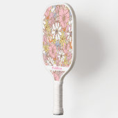 ピンクの花柄の名前入りかわいい ピックルボールラケット (左)
