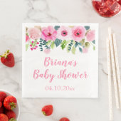 ピンクの花柄の女の子のベビーシャワーディナーナプキン (インサイチュ)