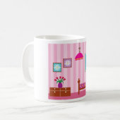 ピンクの花柄の子供部屋 コーヒーマグカップ (正面左)