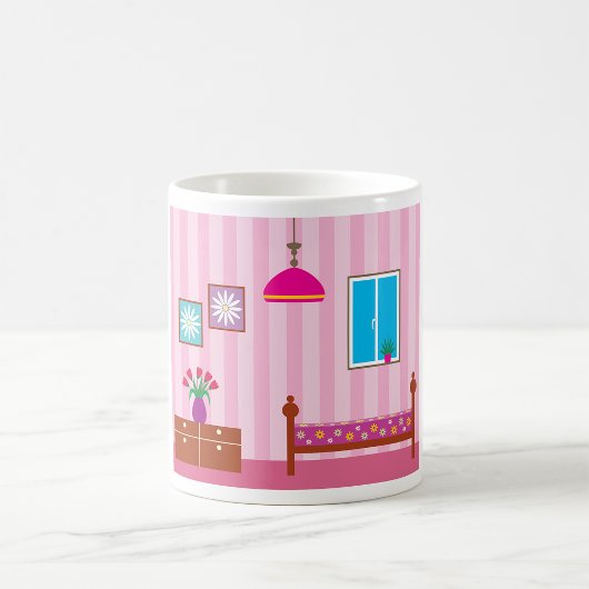 ピンクの花柄の子供部屋 コーヒーマグカップ
