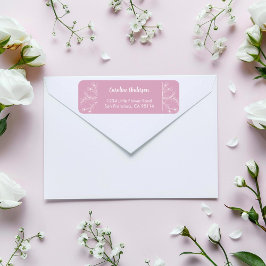 ピンクの花柄の差出人住所 ラベル