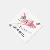 ピンクの花柄の帽子 ドービー ブライダルシャワー スタンダードカクテルナプキン (角)