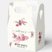 ピンクの花柄の帽子 ドービー ブライダルシャワー フェイバーボックス (見開き)