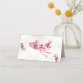 ピンクの花柄の帽子 ドービー ブライダルシャワー プレイスカード (裏面)