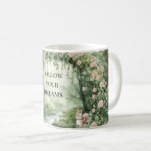 ピンクの花柄の森のリス コーヒーマグカップ (正面右)