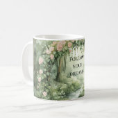 ピンクの花柄の森のリス コーヒーマグカップ (正面左)
