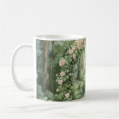 ピンクの花柄の森のリス コーヒーマグカップ (左)