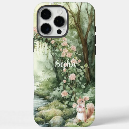 ピンクの花柄の森のリス Case-Mate iPhoneケース (裏面)