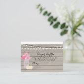 ピンクの花柄の白いパンプキンのおむつくじ引きカード エンクロージャーカード (スタンド正面)