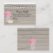 ピンクの花柄の白いパンプキンのおむつくじ引きカード エンクロージャーカード (正面/裏面)