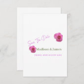 ピンクの花柄の結婚式予定日お知らせカード セーブザデート (正面/裏面)