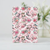 ピンクの花柄の繊細なカード サンキューカード (スタンド正面)