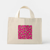 ピンクの花柄の背景に蜂を救おう ミニトートバッグ (裏面)